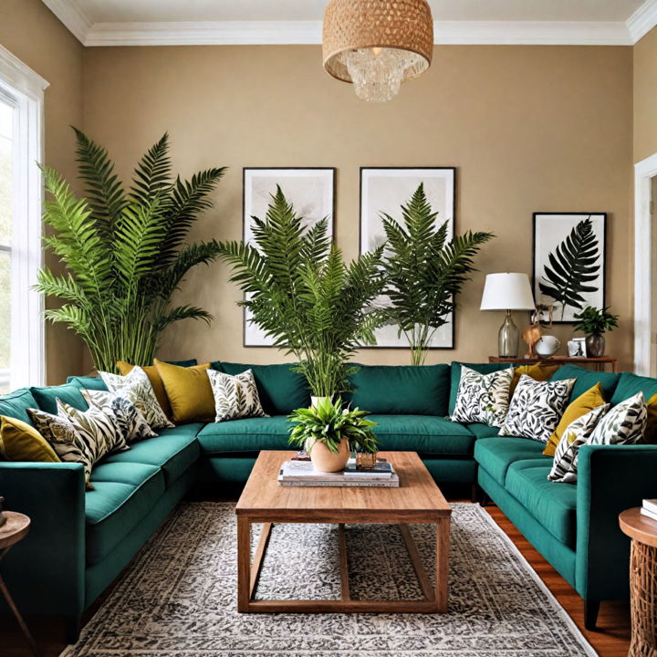 fiery fern flourishes couch living room