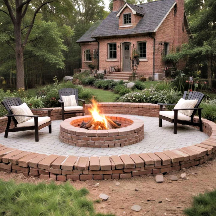 fire pit surround brick landscaping