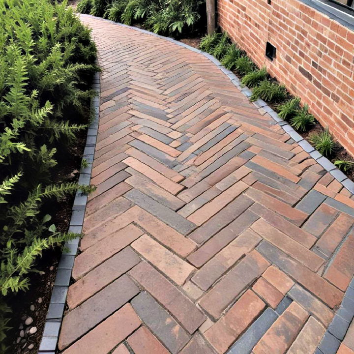 fishbone brick pattern walkway