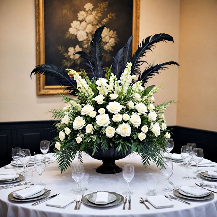 floral arrangements for black and white wedding