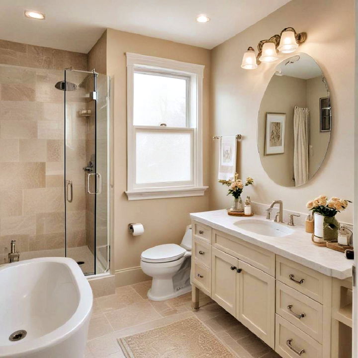 focus on light colors for small bathroom