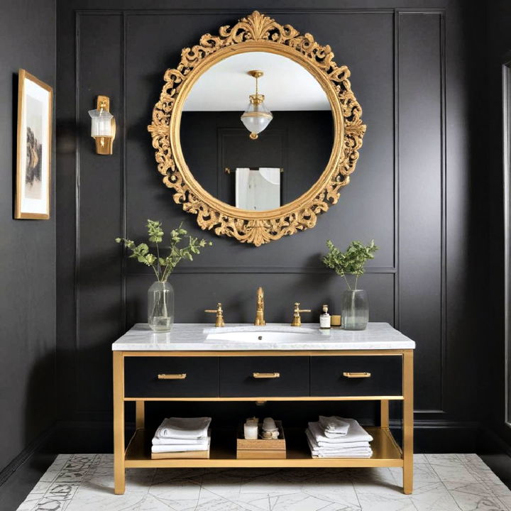 functional gold framed mirror