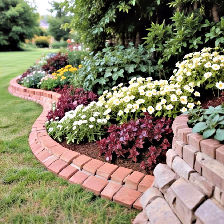 garden bed edging with bricks