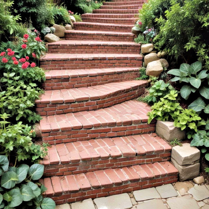 garden stairs brick landscaping