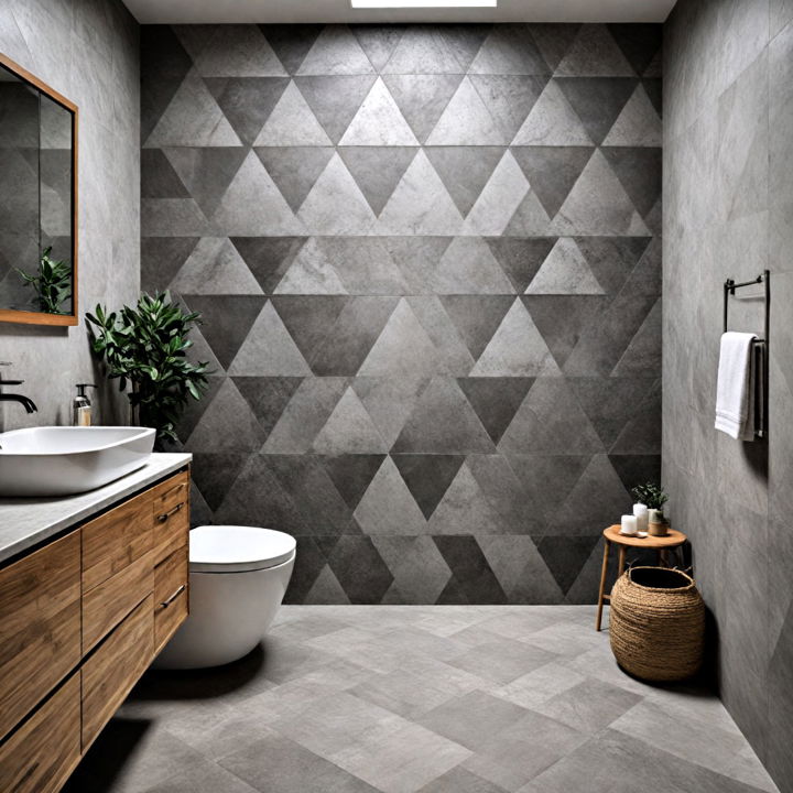 geometric concrete tiles bathroom