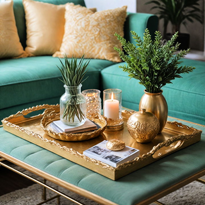 gold decorative tray for living room