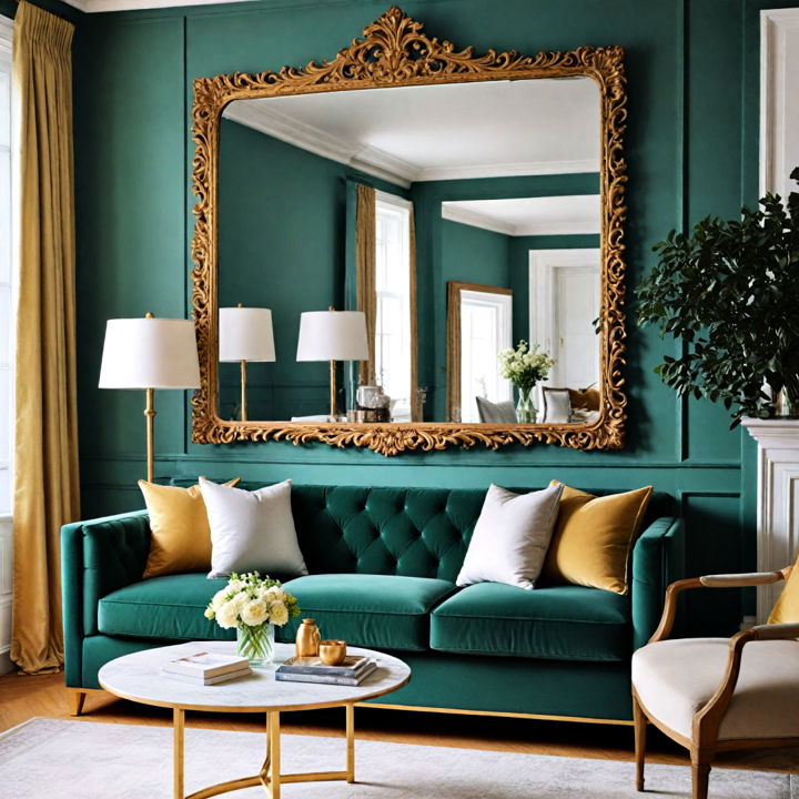 gold framed mirror for living room