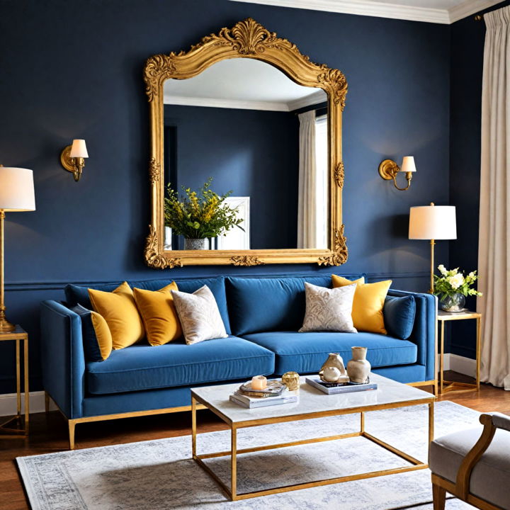 gold framed mirror living room