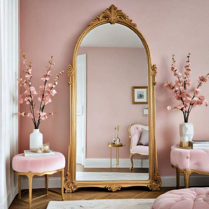 gold mirror for pink bedroom