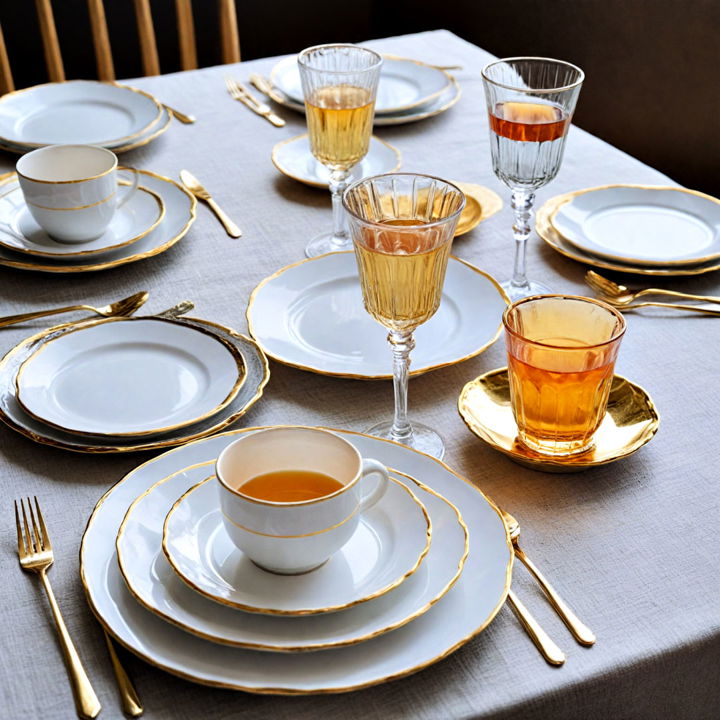 gold rimmed tableware