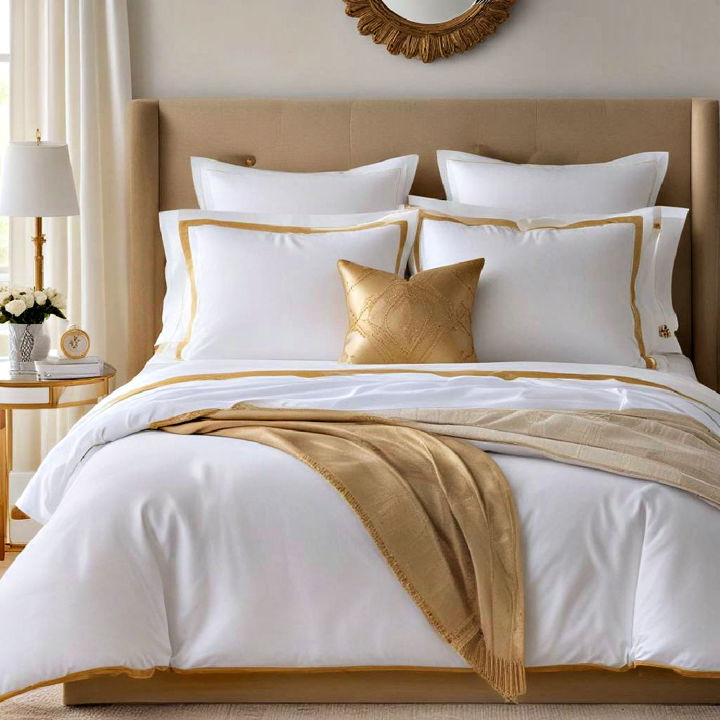 gold trim on bedding idea