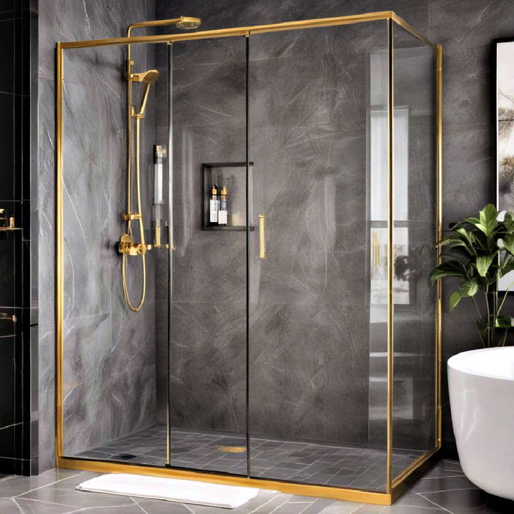 gold trimmed shower screen design