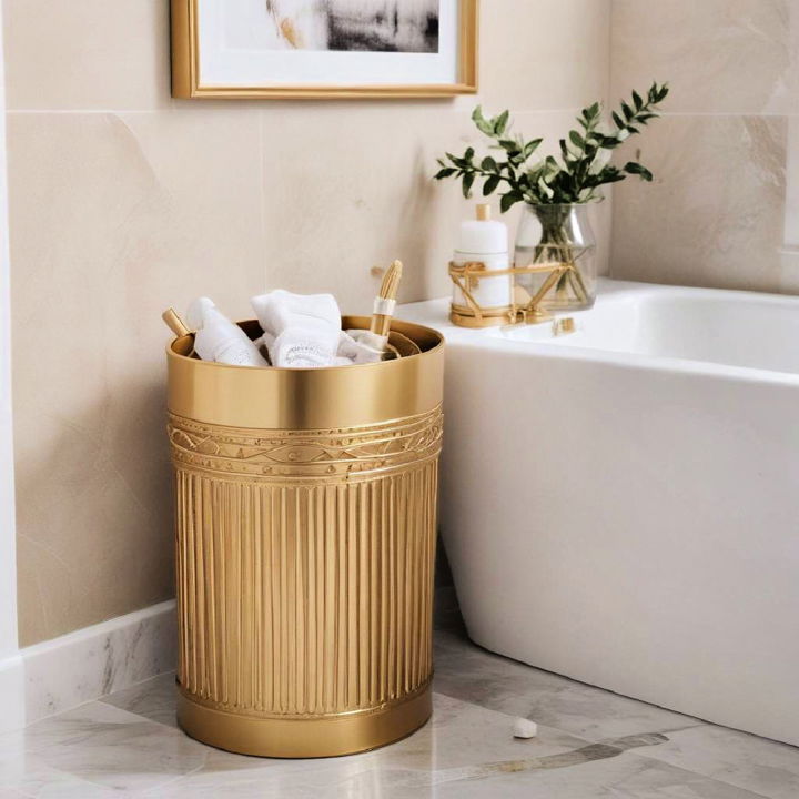 gold wastebasket for bathroom