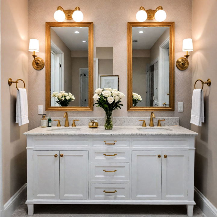 golden framed mirrors for bathroom