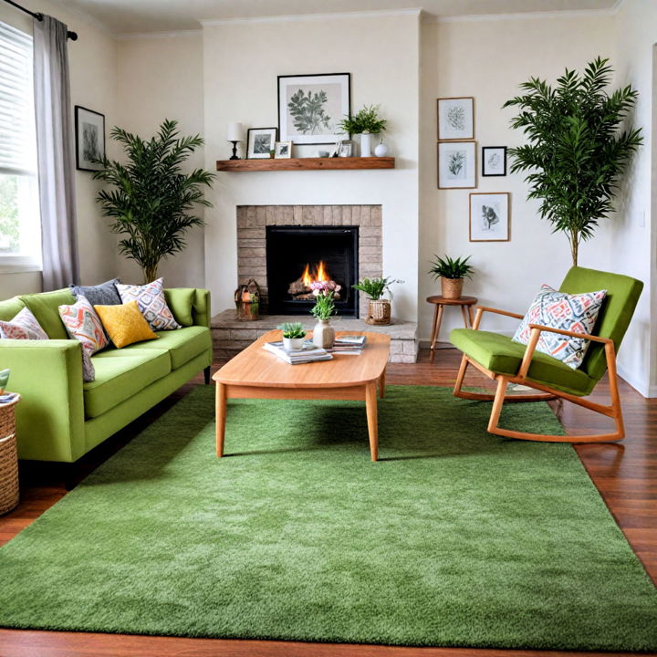 grass green living area rug