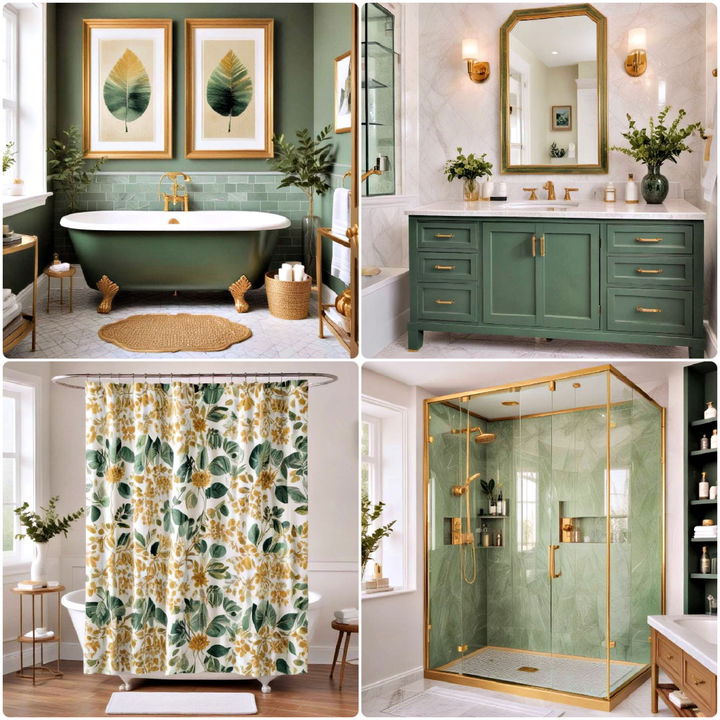 green and gold bathroom ideas