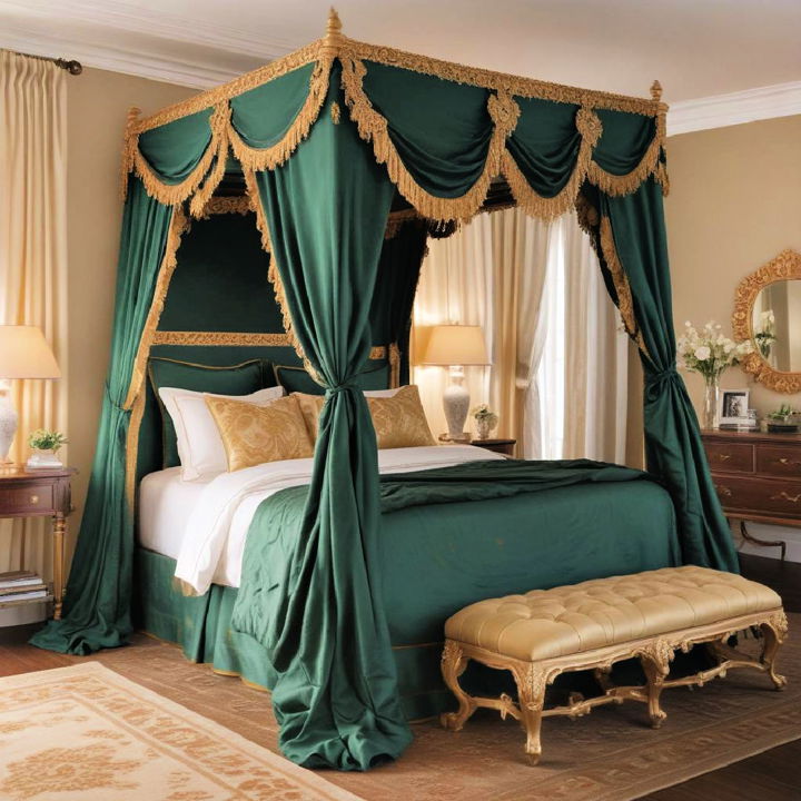 green and gold bed canopy