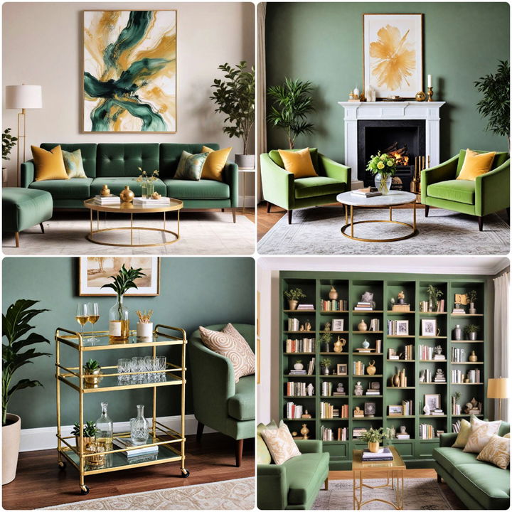 green and gold living room ideas