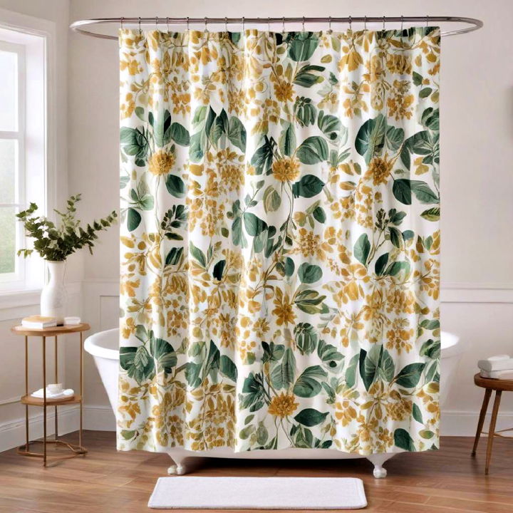 green and gold shower curtain design