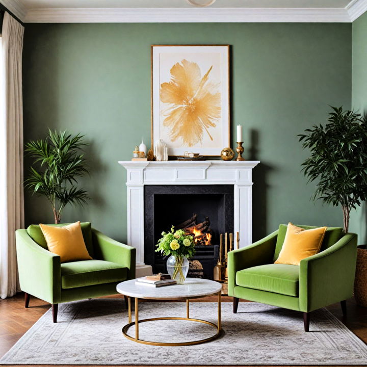 green armchairs for living room