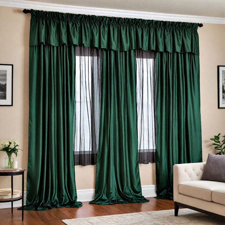 green curtains with black accents
