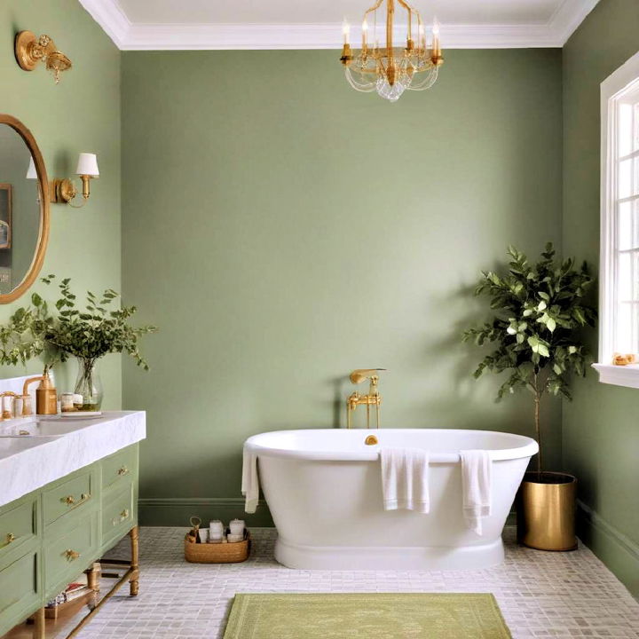 green painted bathroom wall