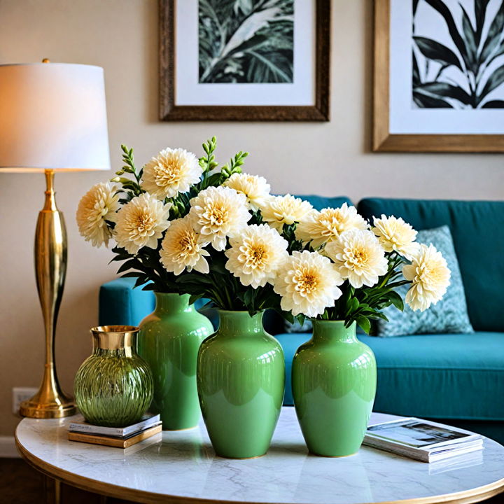 green vases for living room decor