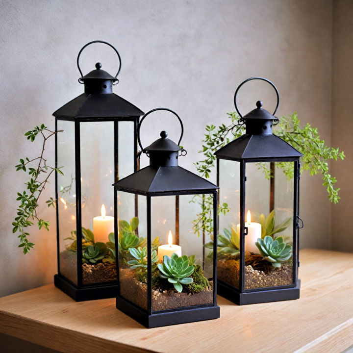 greenery and light terrarium lanterns design