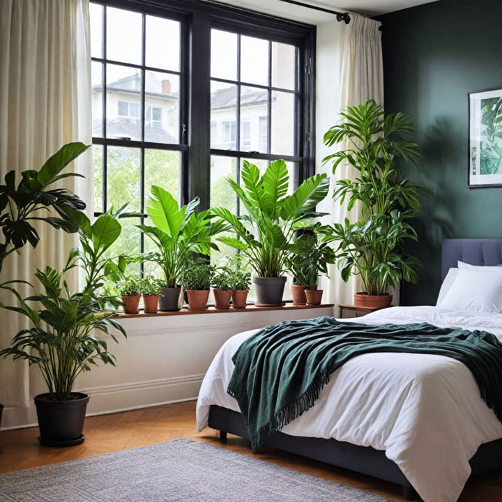 greenery for black and green bedroom
