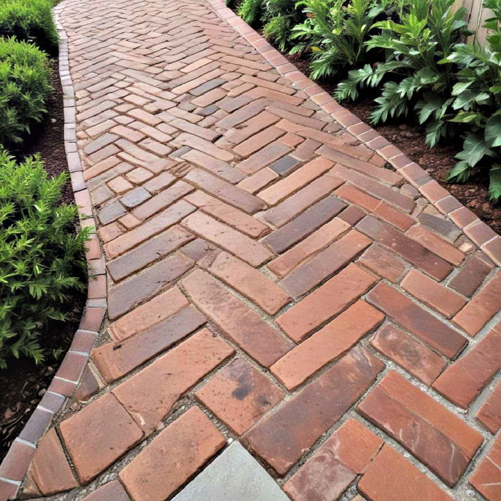 herringbone pattern brick walkway