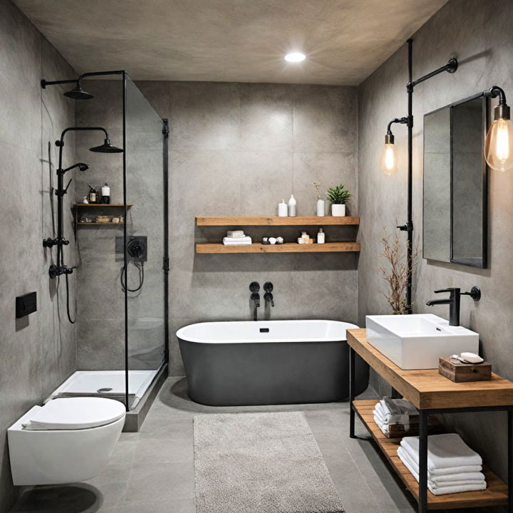 industrial chic theme concrete bathroom