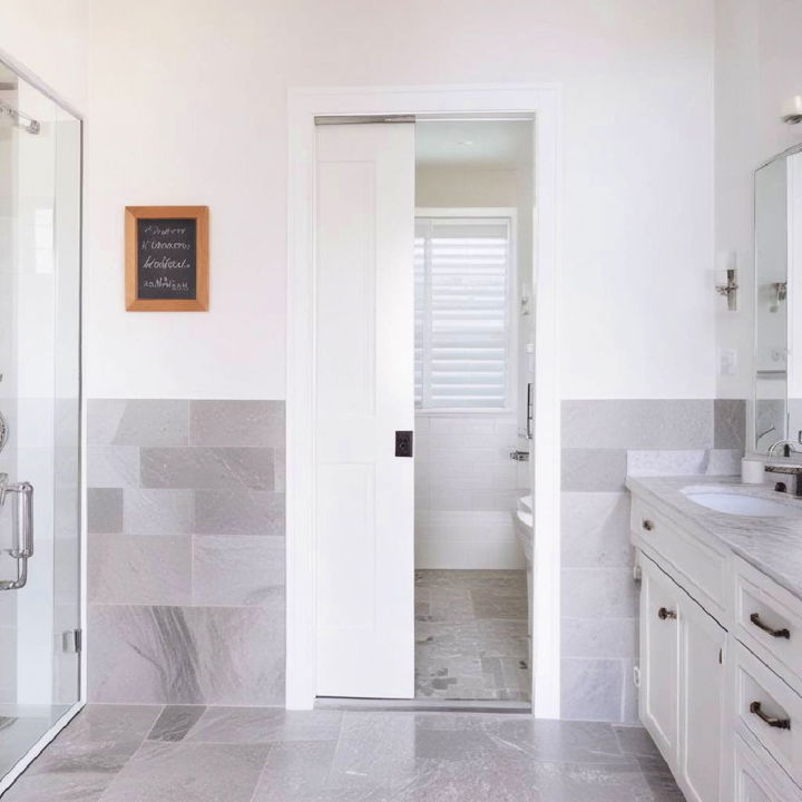 install pocket door for small master bathroom