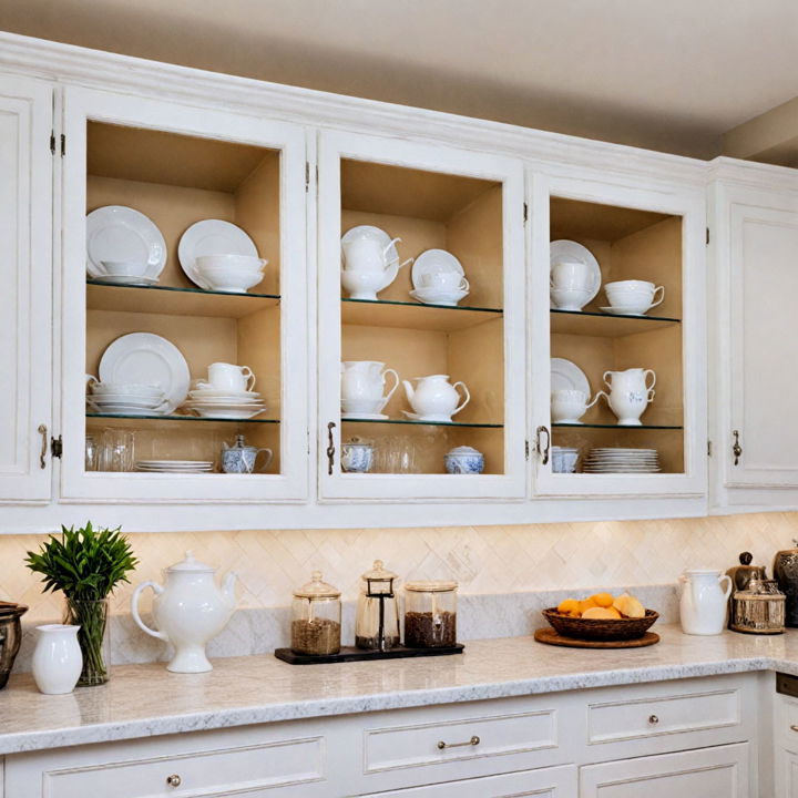 kitchen cabinets with clear glass door