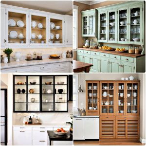 kitchen cabinets with glass doors