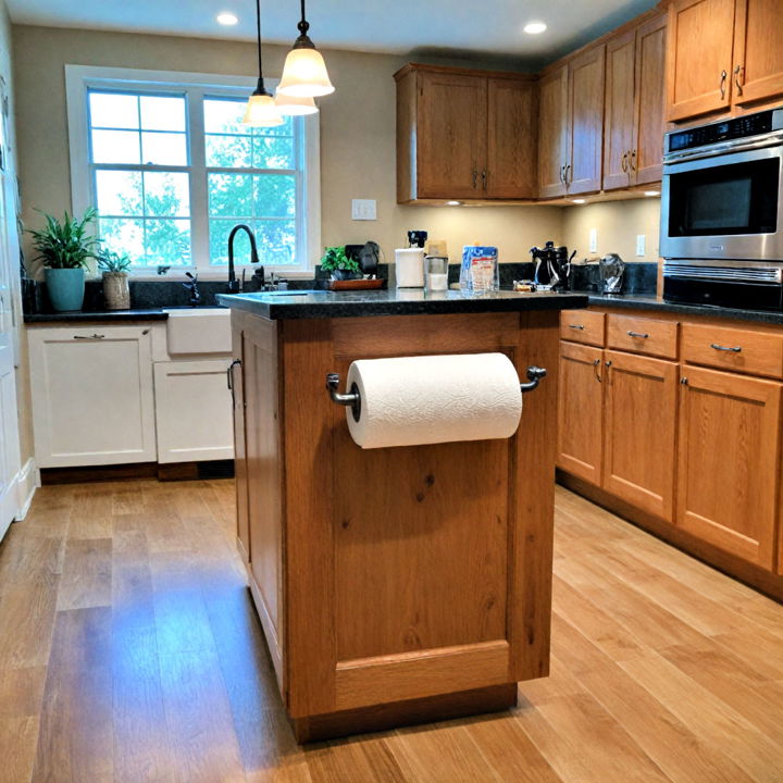 kitchen island with paper towel holder