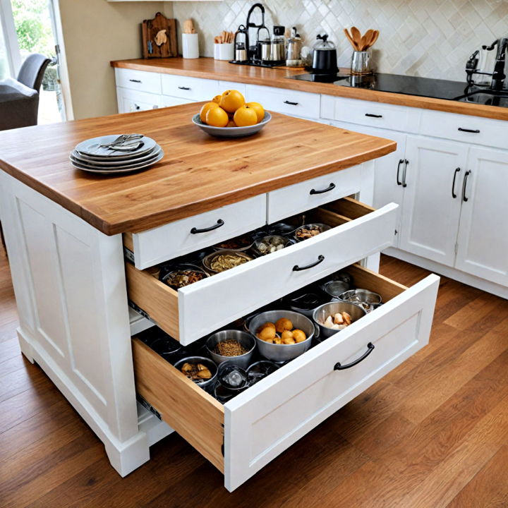 kitchen island with pull out drawers