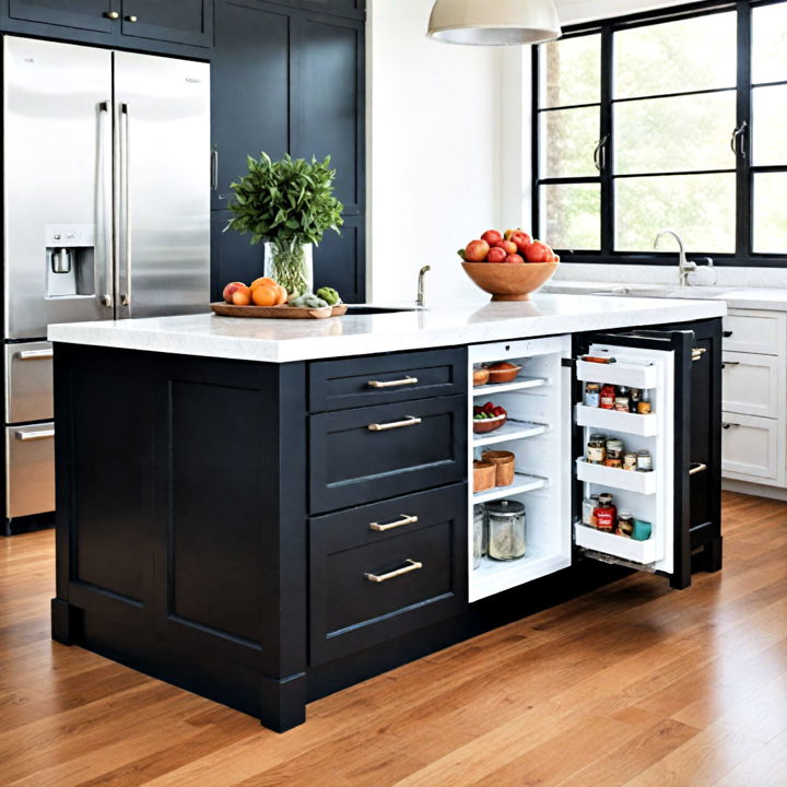 kitchen island with refrigerated drawers