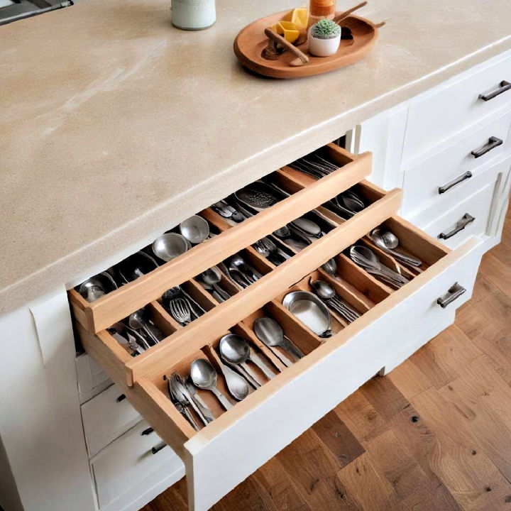 kitchen island with utensil drawer organizer