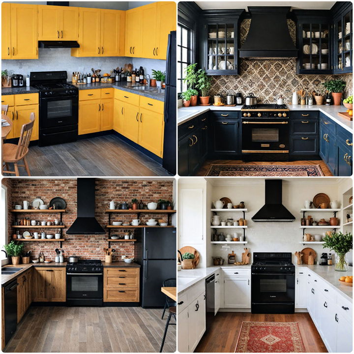 kitchen with black appliances