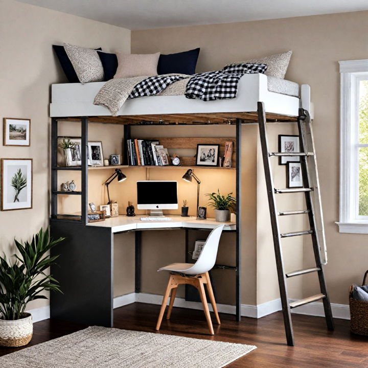 ladder access loft bed nook