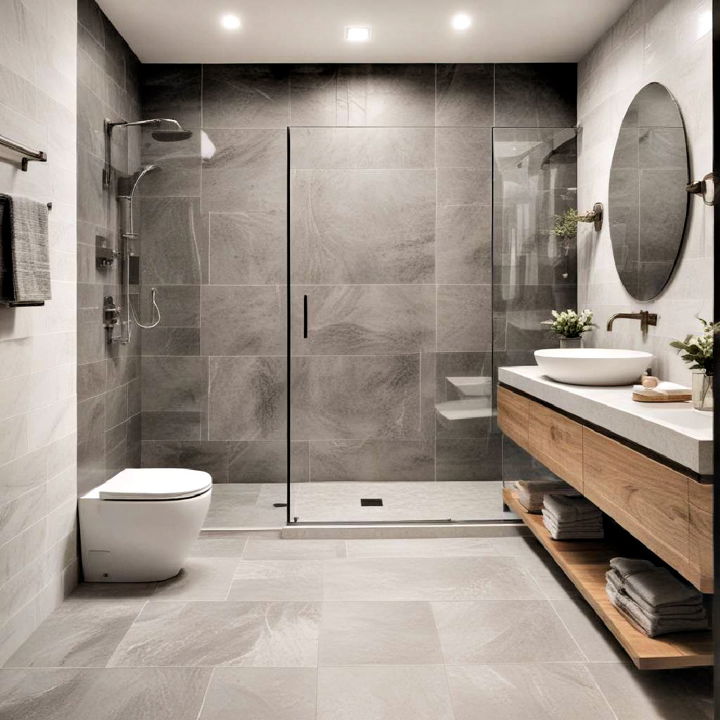 large format tiles for smaller bathroom