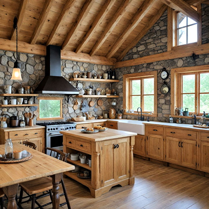 log cabin kitchen