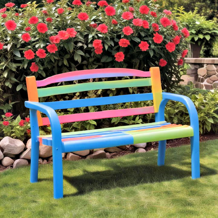 low maintenance colorful plastic bench