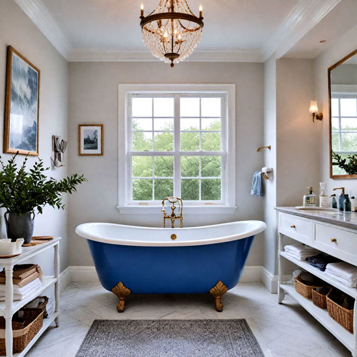 luxurious and stylish blue bathtub