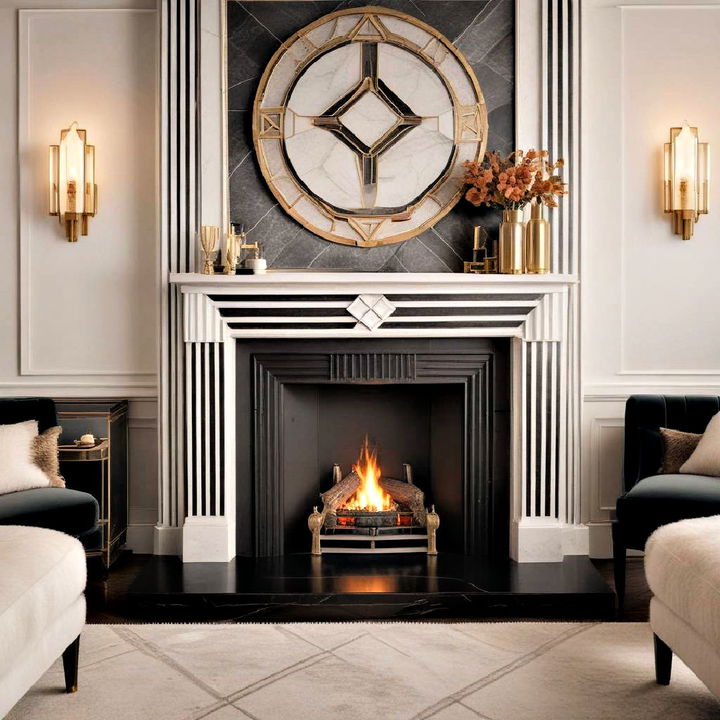 luxurious art deco fireplace