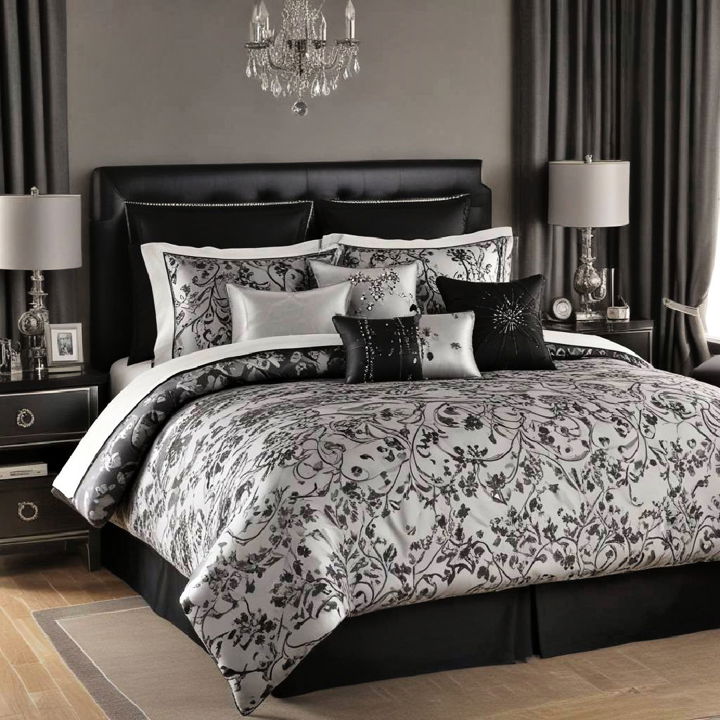 luxurious black and silver bedding sets