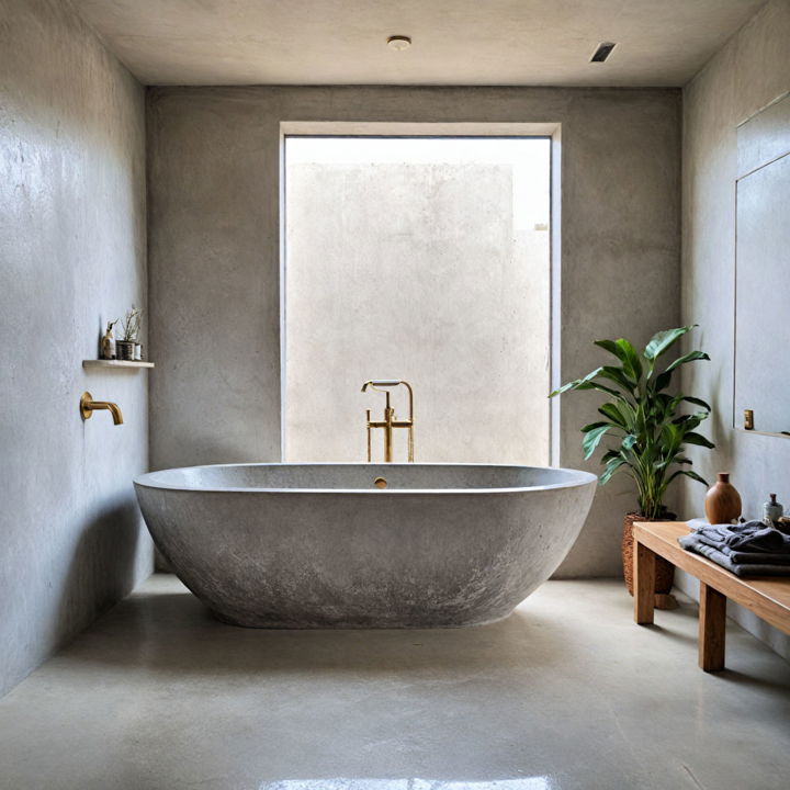 luxurious concrete bathtub