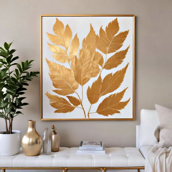 luxurious gold leaf wall art