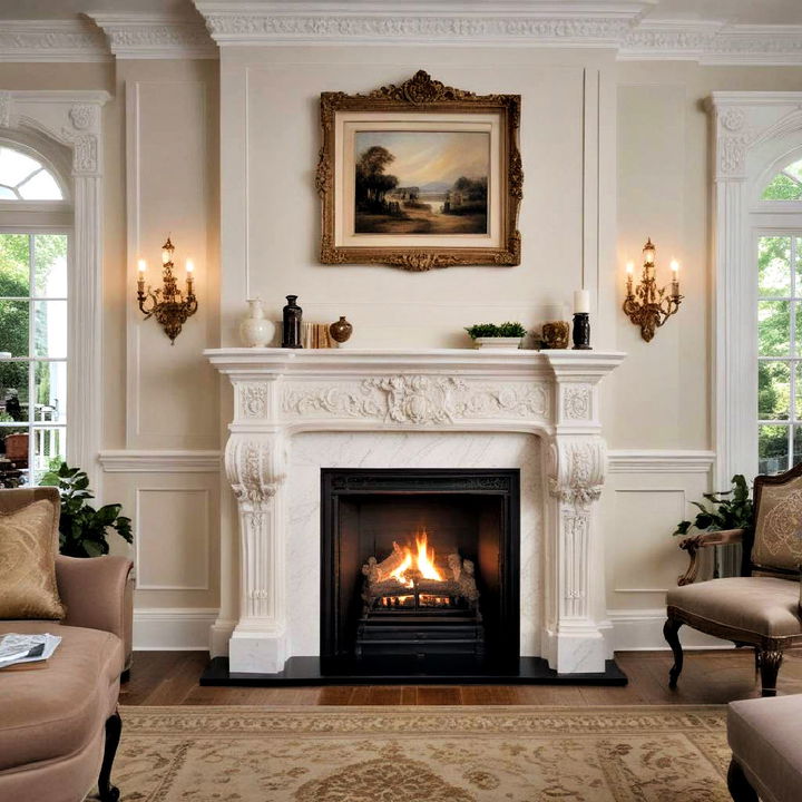 luxurious grand fireplace with mantel