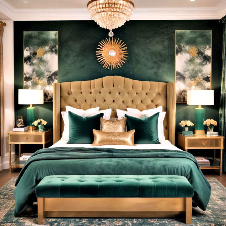 luxurious green accents for elegance